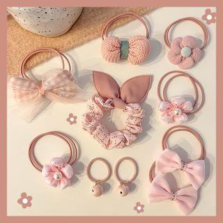 Set Of 10: Hair Tie 14# - Set Of 10 Pcs - Pink - One Size