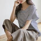 Cap-sleeve Stripe Top