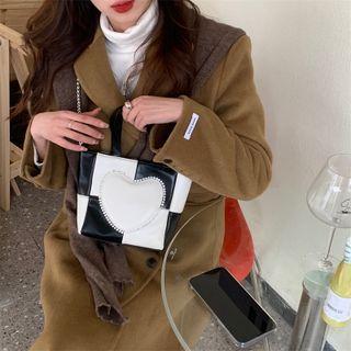 Check Faux Leather Tote Bag Check - Black & White - One Size