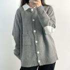 Patched Cardigan Gray - One Size