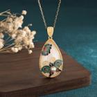 Butterfly Faux Gemstone Pendant Alloy Necklace Cp484 - Gold - One Size