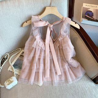 Sleeveless Ruffle Mesh Blouse