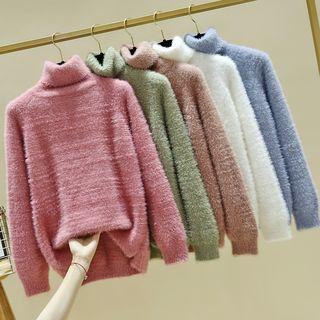 Faux Fur Turtleneck Sweater