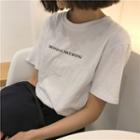 Short-sleeve Lettering T-shirt Black - One Size