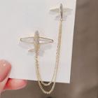 Plane Rhinestone Chained Alloy Brooch Ly1969 - Gold - One Size