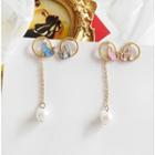 Non-matching Alloy Cat Faux Leather Dangle Earring