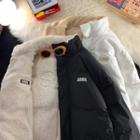 Fleece-lined Lettering Padded Jacket