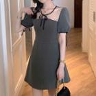 Puff-sleeve Dotted Mini A-line Dress / Midi A-line Dress