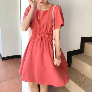Short Sleeve Plain Mini Dress