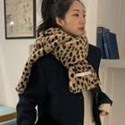 Leopard Eco-fur Scarf Beige - One Size