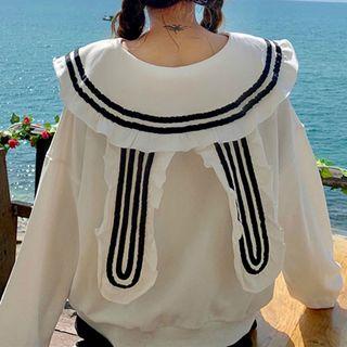 Contrast Trim Pullover White - One Size