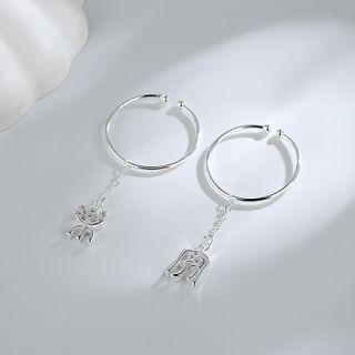 Chinese Character Ear Cuff 1 Pair - Silver - One Size