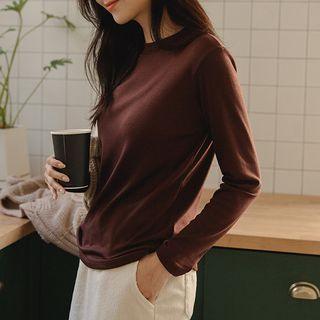 Round-neck Napped Basic T-shirt