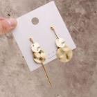 Non-matching Alloy Disc & Bar Dangle Earring Silver Needle - Gold - One Size