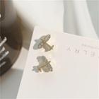 Rhinestone Plane Earring 1 Pair - Gold - One Size