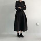 Round-neck Shirt/ High-waist Midi Skirt