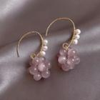 Faux Pearl Cat Eye Stone Bead Dangle Earring 1 Pair - Gold - One Size