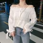 Lace-up Off-shoulder Blouse White - One Size