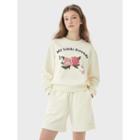 Rose-printed Sweatshirt Ivory - One Size