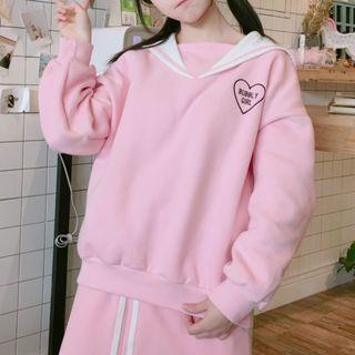 Sailor Collared Sweatshirt Pink - One Size