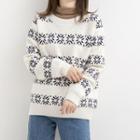 Floral Print Sweater Blue Floral - White - One Size