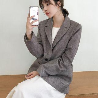 Single-breasted Herringbone Jacket Brown - One Size