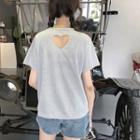 Heart Cut Out Detail Short Sleeve T-shirt