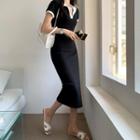 V-neck Two Tone Skinny Dress