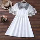 Short-sleeve Striped Collar A-line Dress