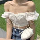 Off-shoulder Eyelet Lace Cropped Blouse
