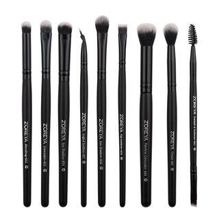 Set Of 9: Makeup Brush Black - One Size
