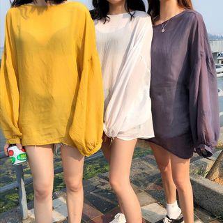 Long-sleeve Loose-fit Sheer Top