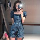 Denim Puff Short-sleeve Playsuit