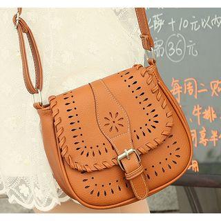 Plain Perforated Crossbody Saddle Bag