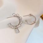 Asymmetrical Alloy Open Hoop Earring 1 Pair - Silver Needle - Silver - One Size