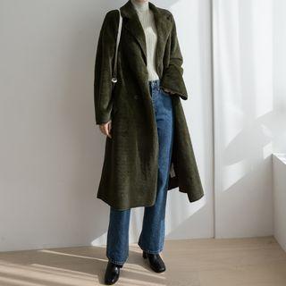 Double-breasted Faux-fur Long Coat