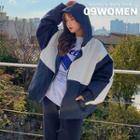 Color-block Quilted Zip-up Hoodie