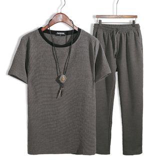 Set: Crew-neck Short-sleeve T-shirt + Drawstring Pants