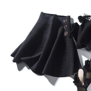 Knit Mini A-line Skirt Black - One Size