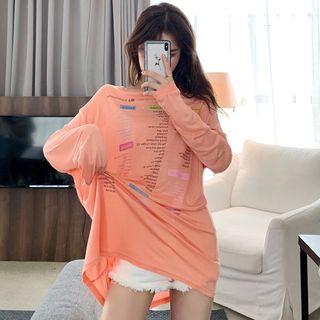 Printed Long-sleeve T-shirt / Drawstring Wide-leg Pants