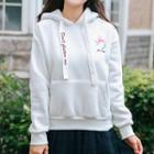 Crane Embroidery Hoodie White - One Size