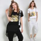 Printed Mock Two-piece Short-sleeve T-shirt
