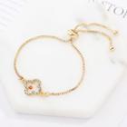 Rhinestone Clover Bracelet Gold - One Size