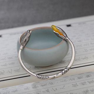 Flower Alloy Open Bangle Sl0680 - Silver - One Size