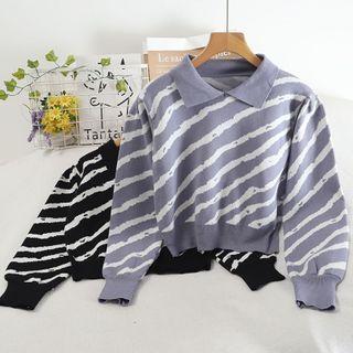 Zebra Print Long Sleeve Knit Top