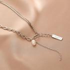 Faux Pearl Chain Strap Necklace Silver - One Size