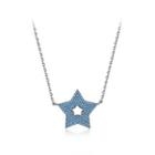 Fashion Simple Plated Black Star Necklace With Blue Cubic Zirconia Black - One Size