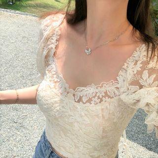 Puff-sleeve Lace Blouse / Camisole Top