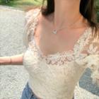 Puff-sleeve Lace Blouse / Camisole Top