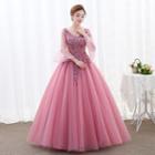 3/4-sleeve Evening Ball Gown